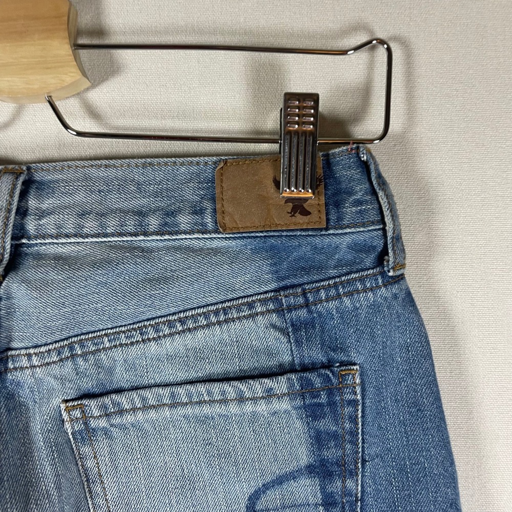 American Eagle Outfitters Vintage Hi Rise Colorblock Jeans Frayed Hem - Size 4 - Picture 5 of 11
